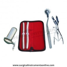 Hegar uterine dilator set,15-16,17-18, wartenberg pinwheel, mathieu speculum, collin large